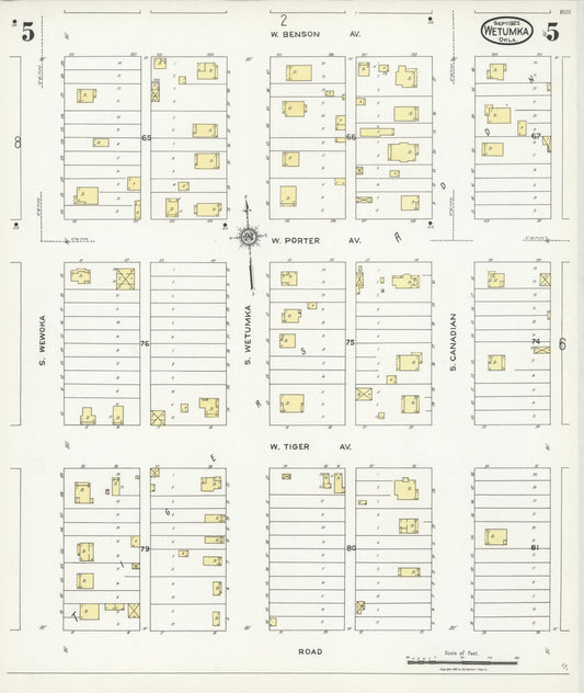 Sanborn Fire Insurance Map from Wetumka, Hughes County, Oklahoma (1925), Sheet #0005 - Historic Sanborn Fire Insurance Map Print, vintage old map wall art, antique decor, genealogy gift, Oklahoma Oklahoma map