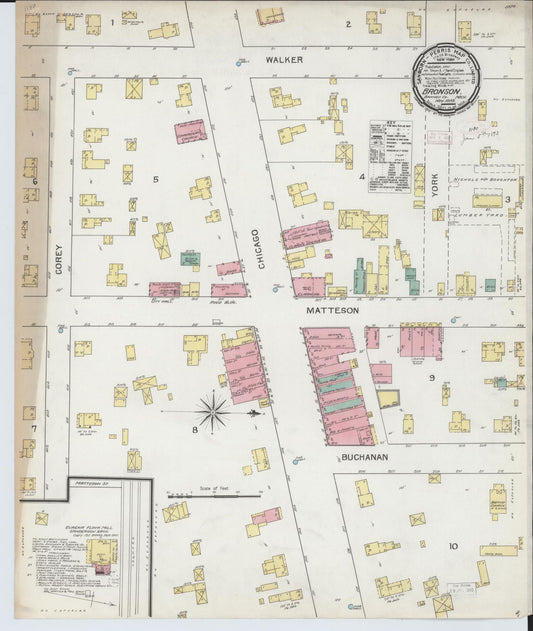 Sanborn Fire Insurance Map from Bronson, Branch County, Michigan (1892), Sheet #0001 - Historic Sanborn Fire Insurance Map Print, vintage old map wall art, antique decor, genealogy gift, Michigan Michigan map