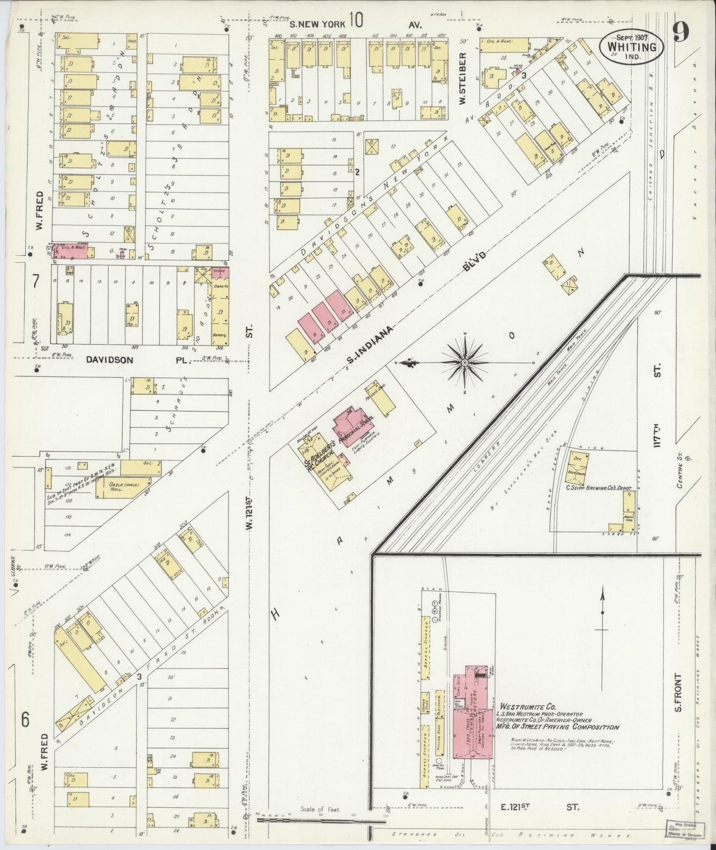 Sanborn Fire Insurance Map from Whiting, Lake County, Indiana (1907), Sheet #0009 - Complete Map Set gallery image, historic Sanborn map, vintage wall art, Indiana Indiana