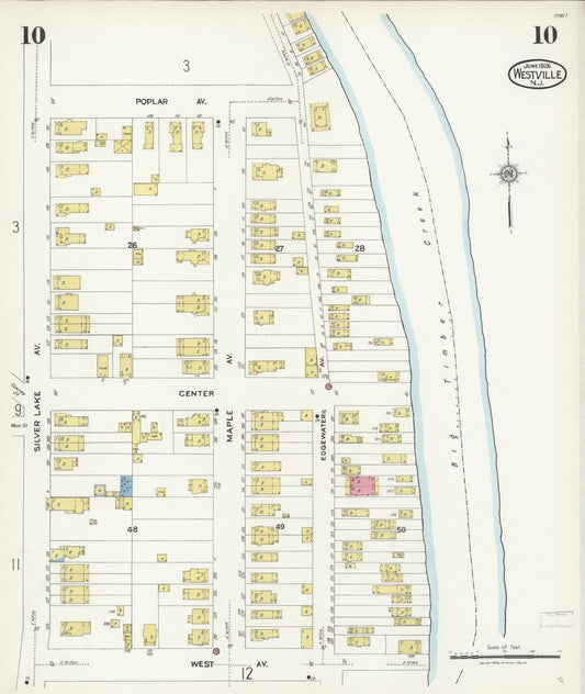 Sanborn Fire Insurance Map from Westville, Gloucester County, New Jersey (1926), Sheet #0010 - Historic Sanborn Fire Insurance Map Print, vintage old map wall art, antique decor, genealogy gift, New Jersey New Jersey map