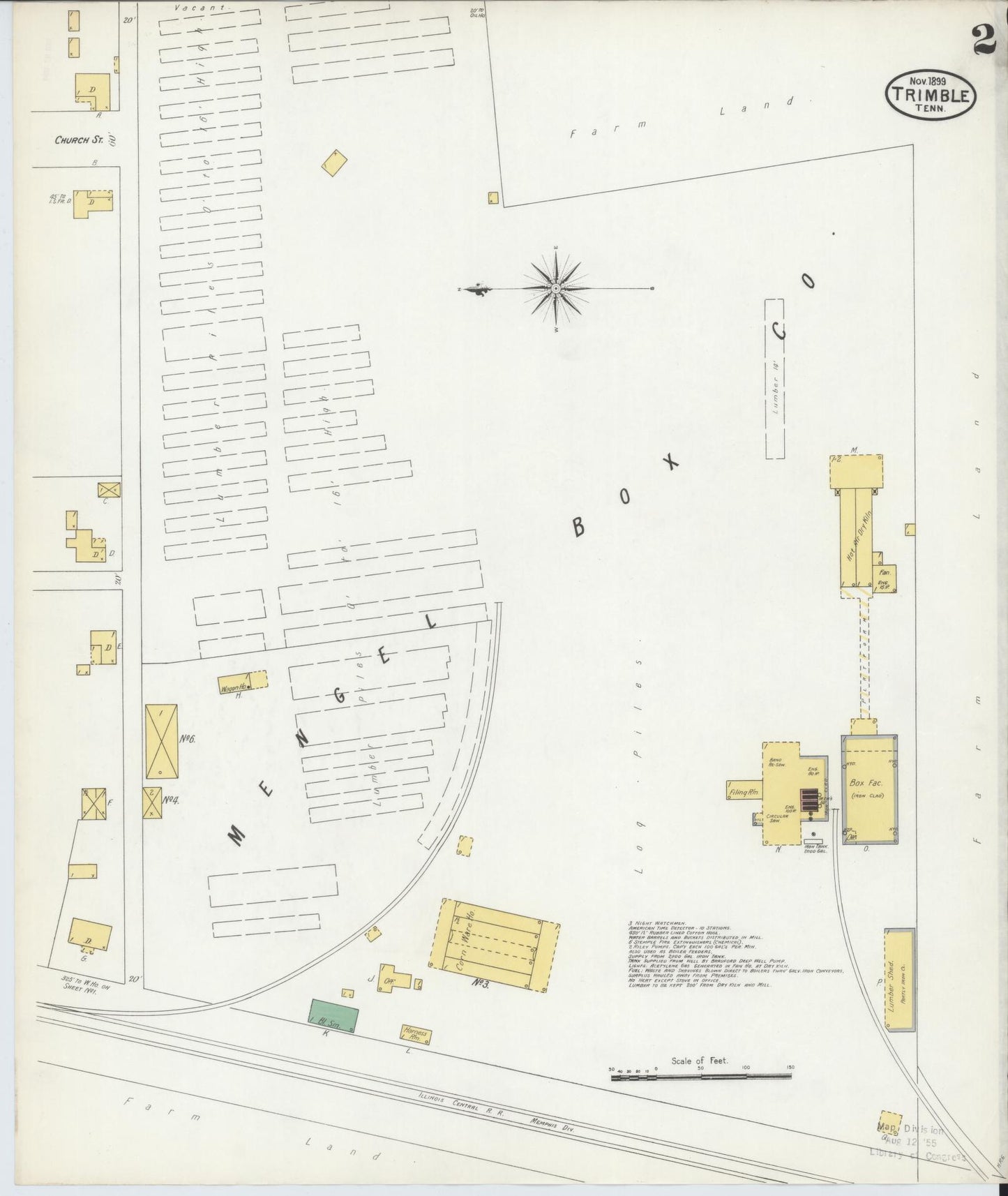 Sanborn Fire Insurance Map from Trimble, Dyer County, Tennessee (1899), Sheet #0002 - Complete Map Set gallery image, historic Sanborn map, vintage wall art, Tennessee Tennessee
