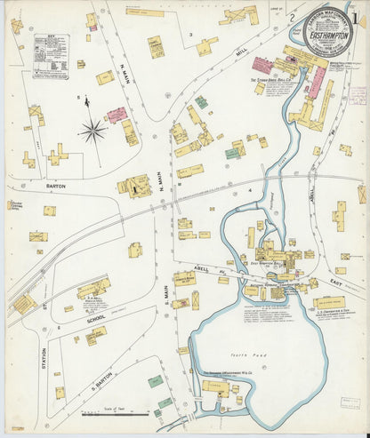 Sanborn Fire Insurance Map from East Hampton, Middlesex County, Connecticut (1908), Sheet #0001 - Complete Map Set gallery image, historic Sanborn map, vintage wall art, Connecticut Connecticut