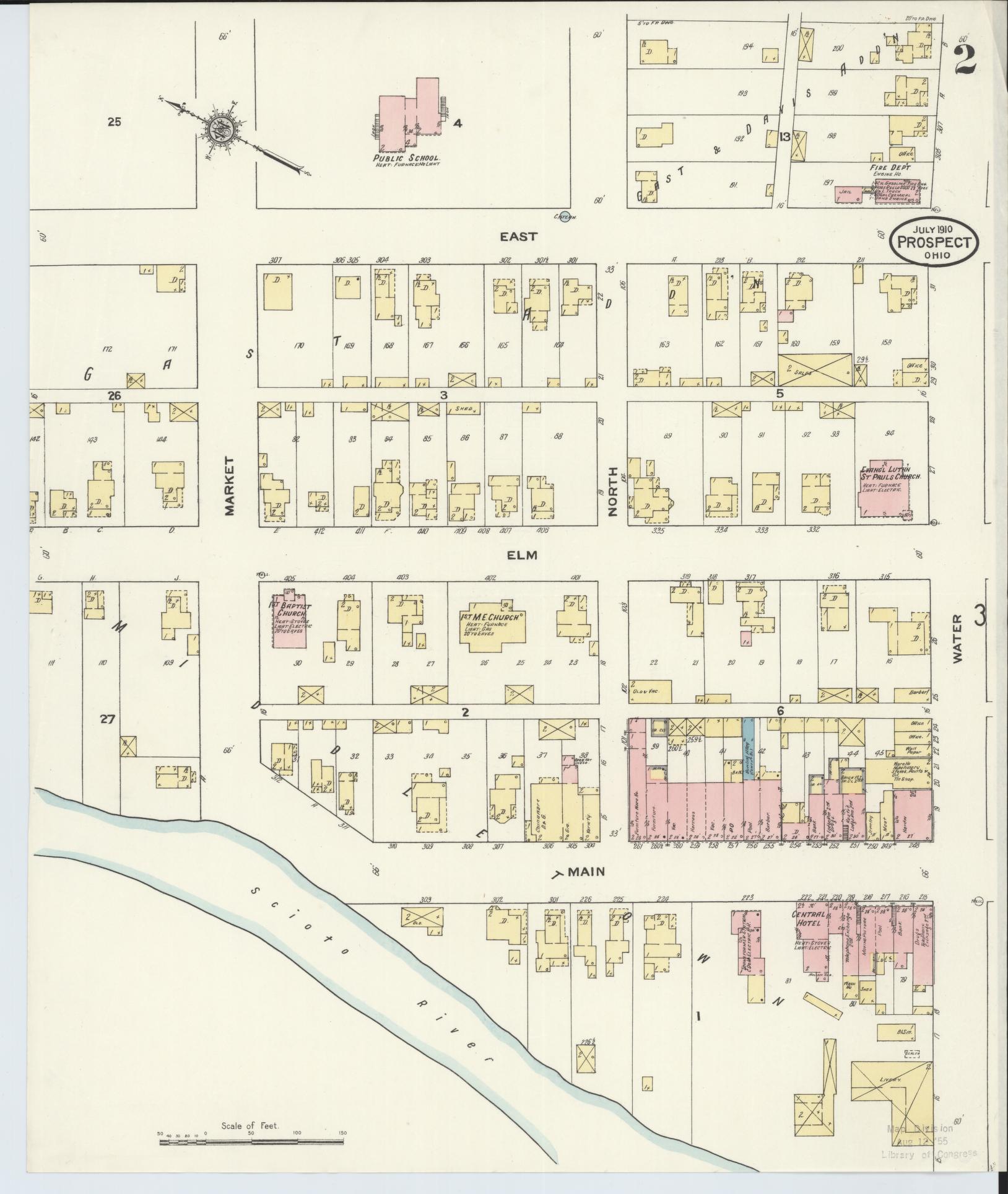 Sanborn Fire Insurance Map from Prospect, Marion County, Ohio (1910), Sheet #0002 - Complete Map Set gallery image, historic Sanborn map, vintage wall art, Ohio Ohio