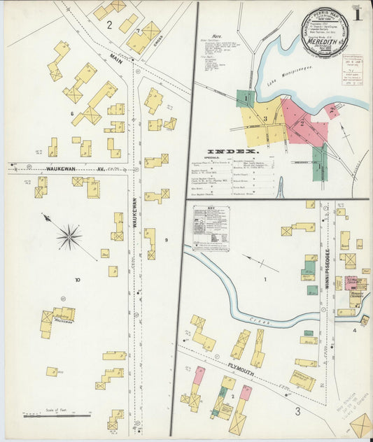Sanborn Fire Insurance Map from Meredith, Belknap County, New Hampshire (1899), Sheet #0001 - Complete Map Set gallery image, historic Sanborn map, vintage wall art, New Hampshire New Hampshire