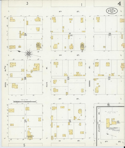 Sanborn Fire Insurance Map from Davis, Murray County, Oklahoma (1903), Sheet #0004 - Historic Sanborn Fire Insurance Map Print, vintage old map wall art, antique decor, genealogy gift, Oklahoma Oklahoma map