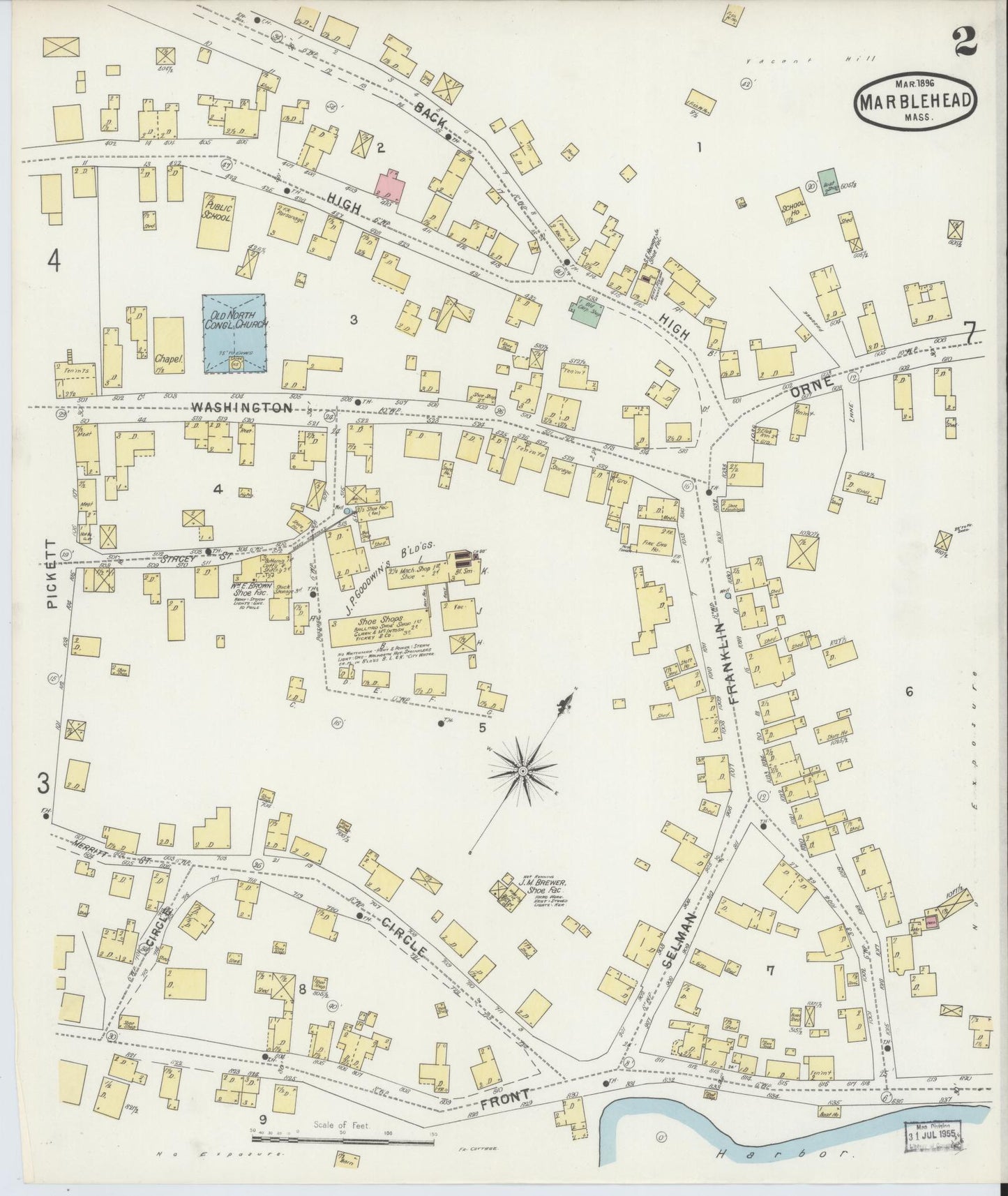 Sanborn Fire Insurance Map from Marblehead, Essex County, Massachusetts (1896), Sheet #0002 - Complete Map Set gallery image, historic Sanborn map, vintage wall art, Massachusetts Massachusetts