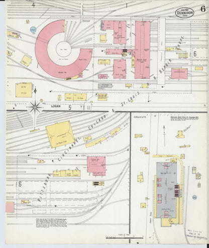 Sanborn Fire Insurance Map from Dennison, Tuscarawas County, Ohio (1901), Sheet #0006 - Historic Sanborn Fire Insurance Map Print, vintage old map wall art, antique decor, genealogy gift, Ohio Ohio map