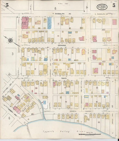 Sanborn Fire Insurance Map from Elkins, Randolph County, West Virginia (1950), Sheet #0005 - Complete Map Set gallery image, historic Sanborn map, vintage wall art, West Virginia West Virginia