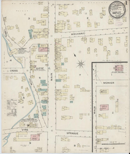 Sanborn Fire Insurance Map from Naples, Ontario County, New York (1886), Sheet #0001 - Complete Map Set gallery image, historic Sanborn map, vintage wall art, New York New York