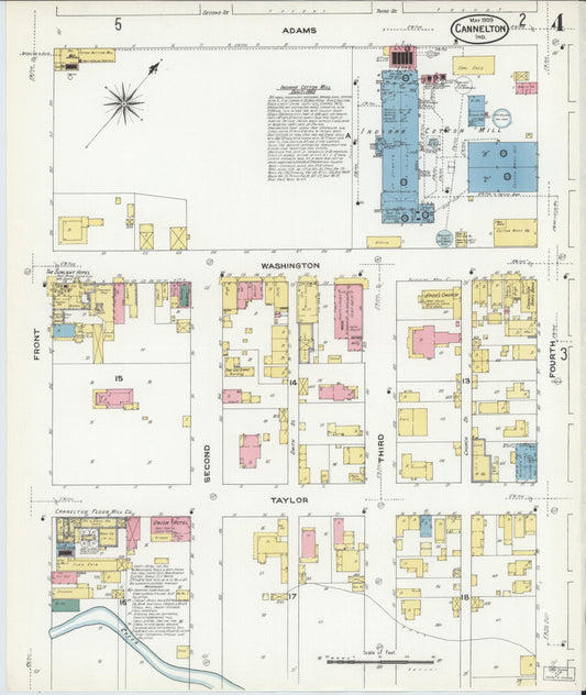 Sanborn Fire Insurance Map from Cannelton, Perry County, Indiana (1909), Sheet #0004 - Historic Sanborn Fire Insurance Map Print, vintage old map wall art, antique decor, genealogy gift, Indiana Indiana map