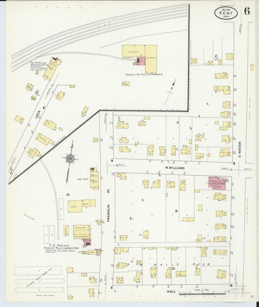 Sanborn Fire Insurance Map from Kent, Portage County, Ohio (1911), Sheet #0006 - Historic Sanborn Fire Insurance Map Print, vintage old map wall art, antique decor, genealogy gift, Ohio Ohio map