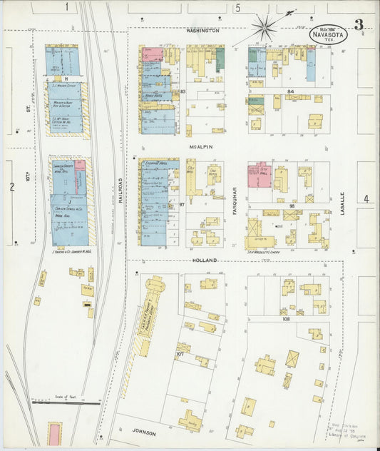 Sanborn Fire Insurance Map from Navasota, Grimes County, Texas (1906), Sheet #0003 - Historic Sanborn Fire Insurance Map Print, vintage old map wall art, antique decor, genealogy gift, Texas Texas map