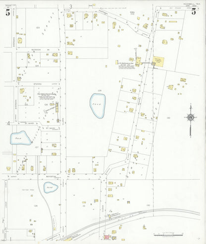 Sanborn Fire Insurance Map from Rockwall, Rockwall County, Texas (1934), Sheet #0005 - Historic Sanborn Fire Insurance Map Print, vintage old map wall art, antique decor, genealogy gift, Texas Texas map