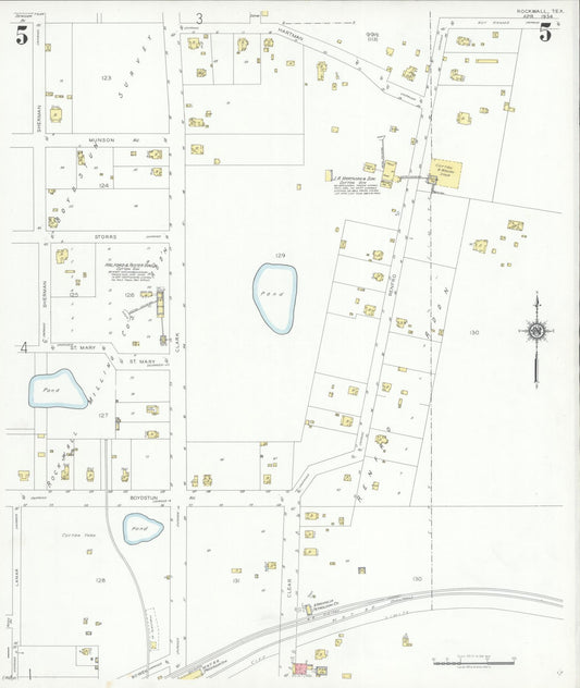 Sanborn Fire Insurance Map from Rockwall, Rockwall County, Texas (1934), Sheet #0005 - Historic Sanborn Fire Insurance Map Print, vintage old map wall art, antique decor, genealogy gift, Texas Texas map