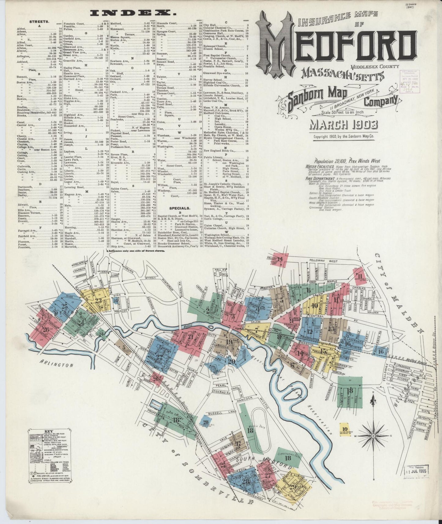 Sanborn Fire Insurance Map from Medford, Middlesex County, Massachusetts (1903), Sheet #0001 - Complete Map Set gallery image, historic Sanborn map, vintage wall art, Massachusetts Massachusetts