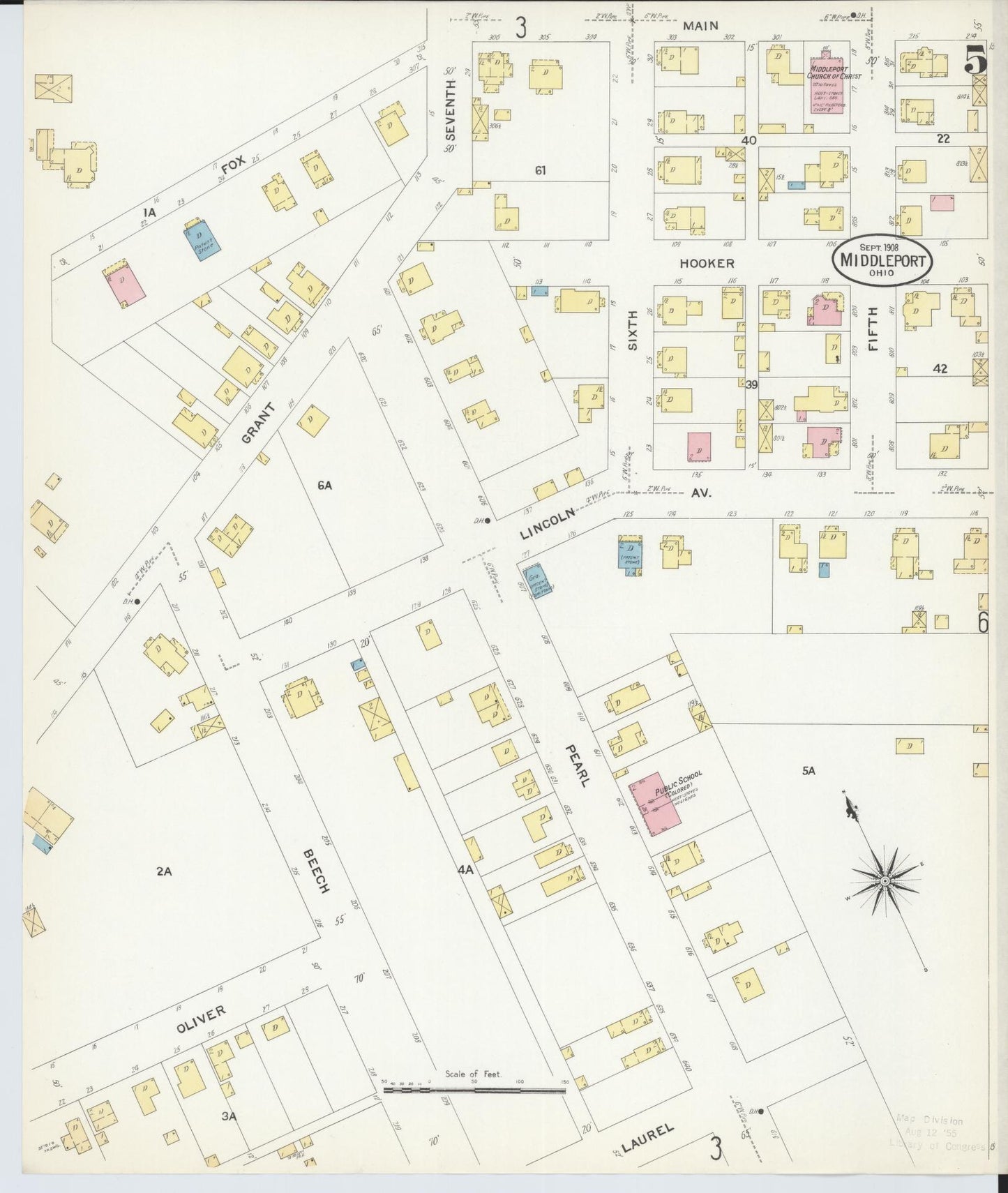 Sanborn Fire Insurance Map from Middleport, Meigs County, Ohio (1908), Sheet #0005 - Complete Map Set gallery image, historic Sanborn map, vintage wall art, Ohio Ohio