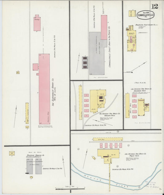 Sanborn Fire Insurance Map from Connellsville, Fayette County, Pennsylvania (1896), Sheet #0012 - Historic Sanborn Fire Insurance Map Print, vintage old map wall art, antique decor, genealogy gift, Pennsylvania Pennsylvania map