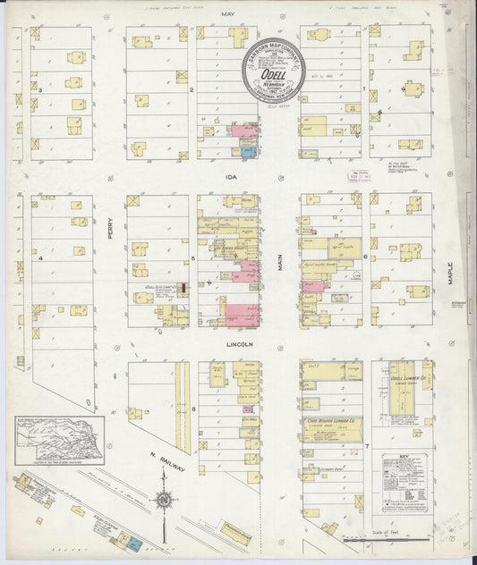 Sanborn Fire Insurance Map from Odell, Gage County, Nebraska (1912), Sheet #0001 - Historic Sanborn Fire Insurance Map Print, vintage old map wall art, antique decor, genealogy gift, Nebraska Nebraska map