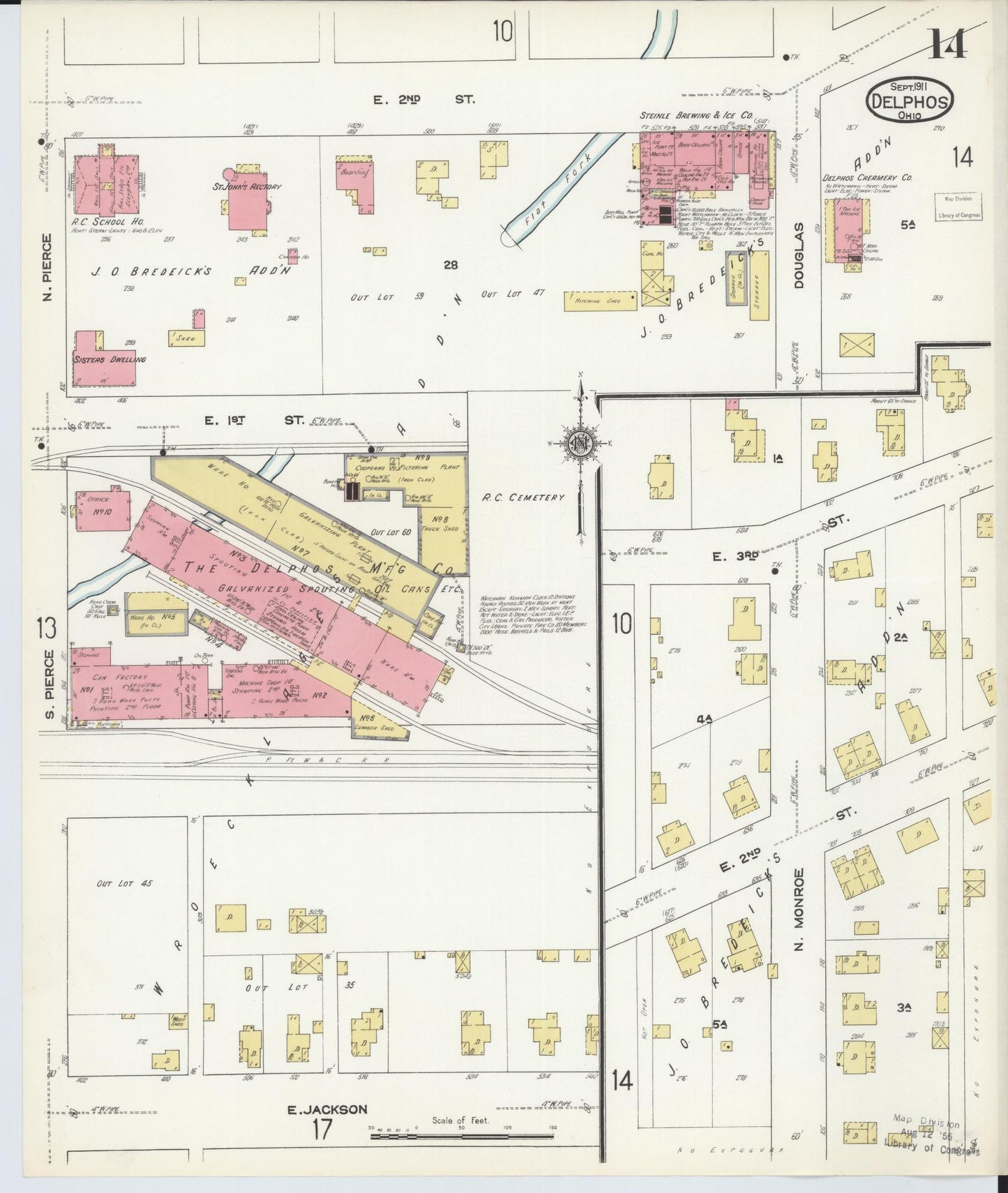 Sanborn Fire Insurance Map from Delphos, Van Wert And Allen Counties, Ohio (1911), Sheet #0014 - Historic Sanborn Fire Insurance Map Print, vintage old map wall art, antique decor, genealogy gift, Ohio Ohio map