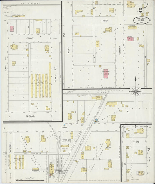Sanborn Fire Insurance Map from Hume, Edgar County, Illinois (1899), Sheet #0002 - Historic Sanborn Fire Insurance Map Print, vintage old map wall art, antique decor, genealogy gift, Illinois Illinois map