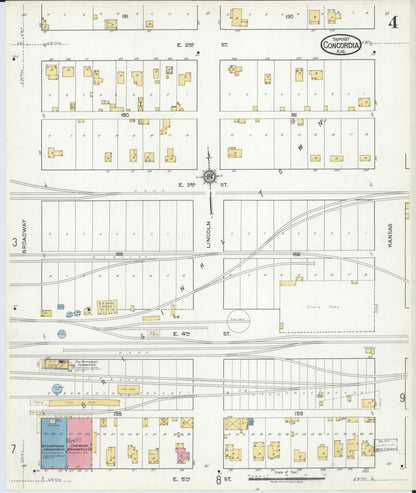 Sanborn Fire Insurance Map from Concordia, Cloud County, Kansas (1917), Sheet #0004 - Complete Map Set gallery image, historic Sanborn map, vintage wall art, Kansas Kansas