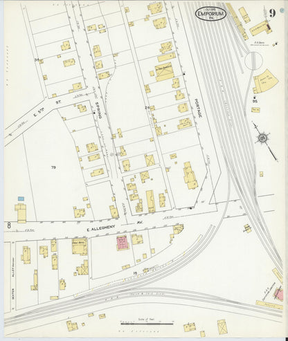 Sanborn Fire Insurance Map from Emporium, Cameron County, Pennsylvania (1915), Sheet #0009 - Complete Map Set gallery image, historic Sanborn map, vintage wall art, Pennsylvania Pennsylvania