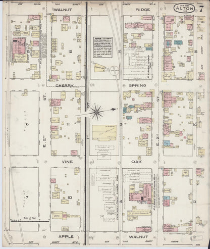 Sanborn Fire Insurance Map from Alton, Madison County, Illinois (1885), Sheet #0007 - Historic Sanborn Fire Insurance Map Print, vintage old map wall art, antique decor, genealogy gift, Illinois Illinois map