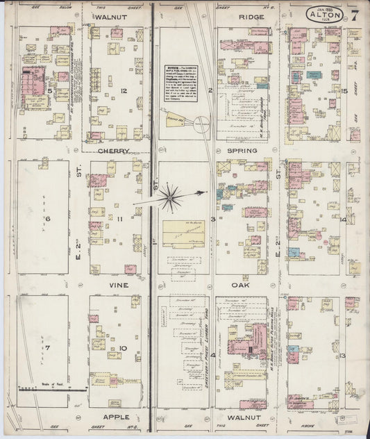 Sanborn Fire Insurance Map from Alton, Madison County, Illinois (1885), Sheet #0007 - Historic Sanborn Fire Insurance Map Print, vintage old map wall art, antique decor, genealogy gift, Illinois Illinois map