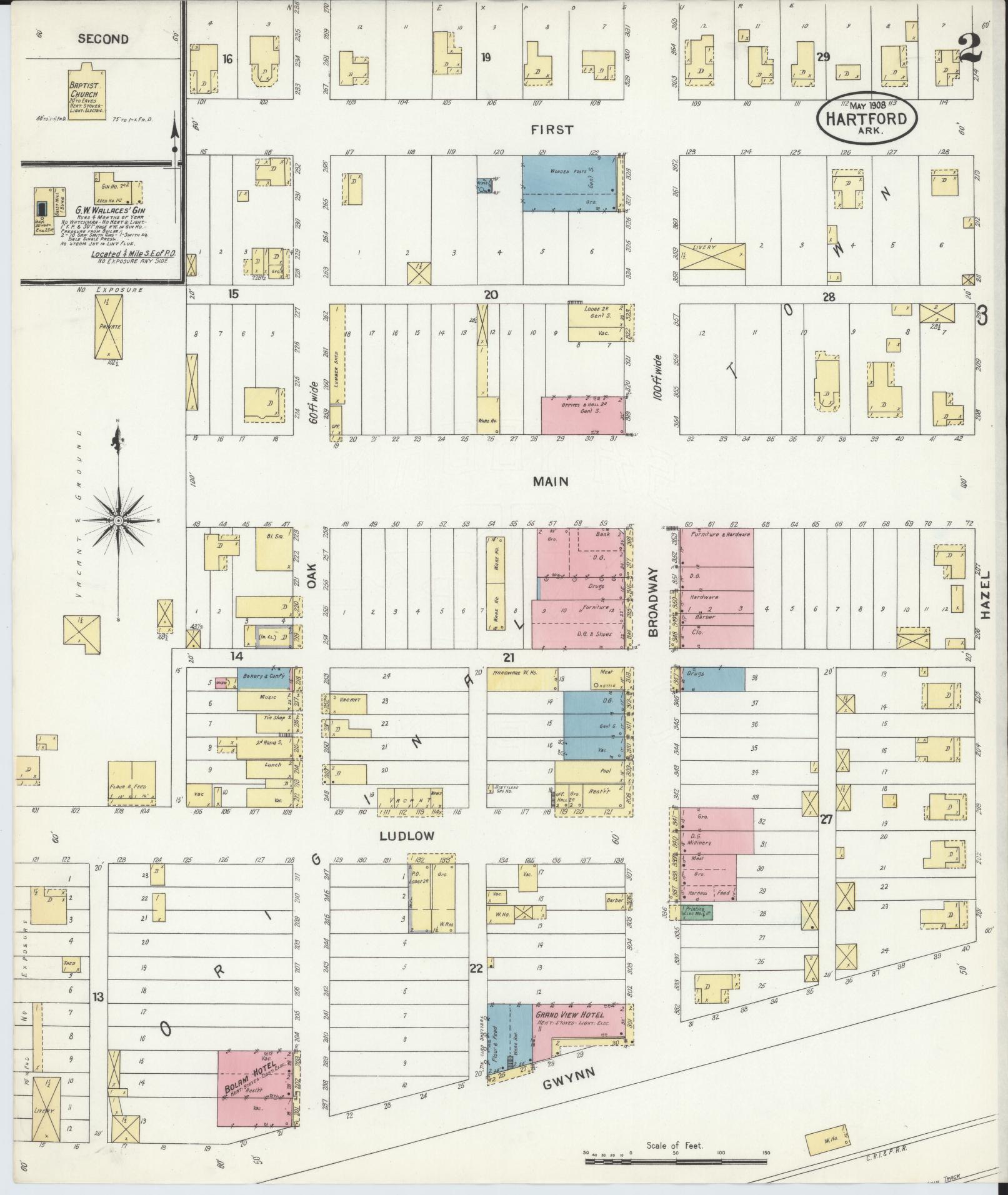 Sanborn Fire Insurance Map from Hartford, Sebastian County, Arkansas (1908), Sheet #0002 - Historic Sanborn Fire Insurance Map Print, vintage old map wall art, antique decor, genealogy gift, Arkansas Arkansas map