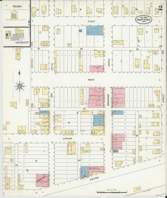 Sanborn Fire Insurance Map from Hartford, Sebastian County, Arkansas (1908), Sheet #0002 - Historic Sanborn Fire Insurance Map Print, vintage old map wall art, antique decor, genealogy gift, Arkansas Arkansas map