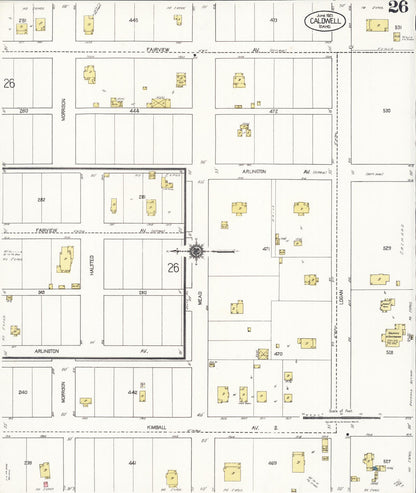 Sanborn Fire Insurance Map from Caldwell, Canyon County, Idaho (1921), Sheet #0026 - Complete Map Set gallery image, historic Sanborn map, vintage wall art, Idaho Idaho