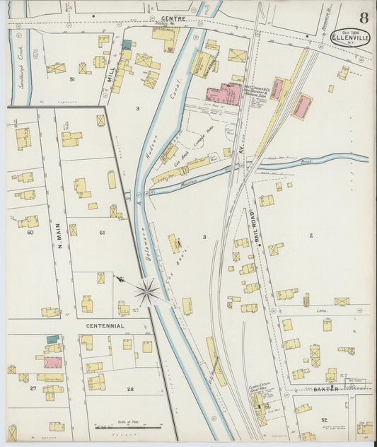 Sanborn Fire Insurance Map from Ellenville, Ulster County, New York (1894), Sheet #0008 - Historic Sanborn Fire Insurance Map Print, vintage old map wall art, antique decor, genealogy gift, New York New York map