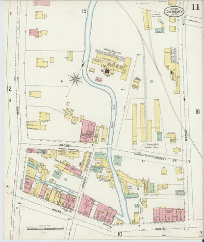 Sanborn Fire Insurance Map from Danbury, Fairfield County, Connecticut (1897), Sheet #0011 - Complete Map Set gallery image, historic Sanborn map, vintage wall art, Connecticut Connecticut
