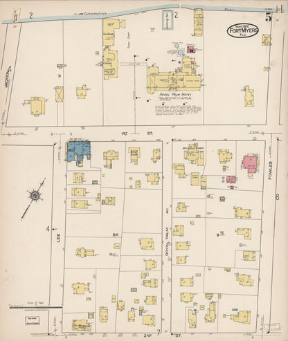 Sanborn Fire Insurance Map from Fort Myers, Lee County, Florida (1922), Sheet #0005 - Complete Map Set gallery image, historic Sanborn map, vintage wall art, Florida Florida