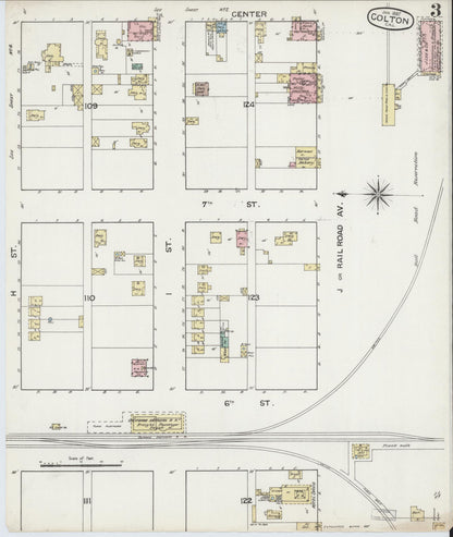 Sanborn Fire Insurance Map from Colton, San Bernardino County, California (1887), Sheet #0003 - Historic Sanborn Fire Insurance Map Print, vintage old map wall art, antique decor, genealogy gift, California California map