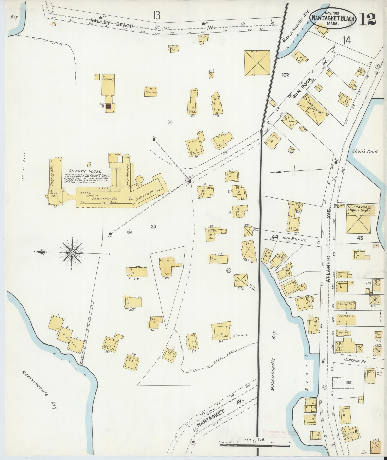 Sanborn Fire Insurance Map from Nantasket Beach, Plymouth County, Massachusetts (1903), Sheet #0012 - Historic Sanborn Fire Insurance Map Print, vintage old map wall art, antique decor, genealogy gift, Massachusetts Massachusetts map