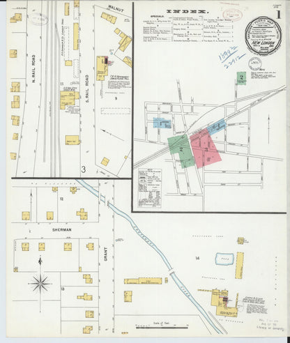 Sanborn Fire Insurance Map from New London, Huron County, Ohio (1899), Sheet #0001 - Historic Sanborn Fire Insurance Map Print, vintage old map wall art, antique decor, genealogy gift, Ohio Ohio map