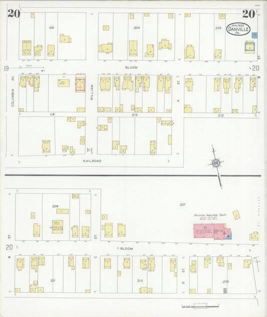 Sanborn Fire Insurance Map from Danville, Montour County, Pennsylvania (1930), Sheet #0020 - Historic Sanborn Fire Insurance Map Print, vintage old map wall art, antique decor, genealogy gift, Pennsylvania Pennsylvania map
