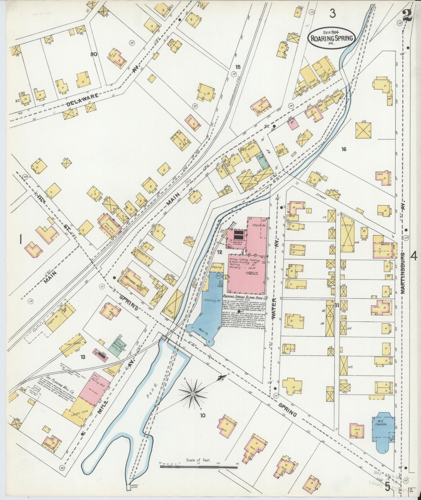 Sanborn Fire Insurance Map from Roaring Spring, Blair County, Pennsylvania (1904), Sheet #0002 - Complete Map Set gallery image, historic Sanborn map, vintage wall art, Pennsylvania Pennsylvania