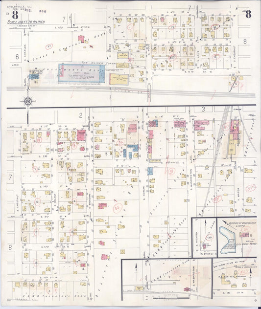 Sanborn Fire Insurance Map from Shelbyville, Shelby County, Illinois (1941), Sheet #0008 - Historic Sanborn Fire Insurance Map Print, vintage old map wall art, antique decor, genealogy gift, Illinois Illinois map