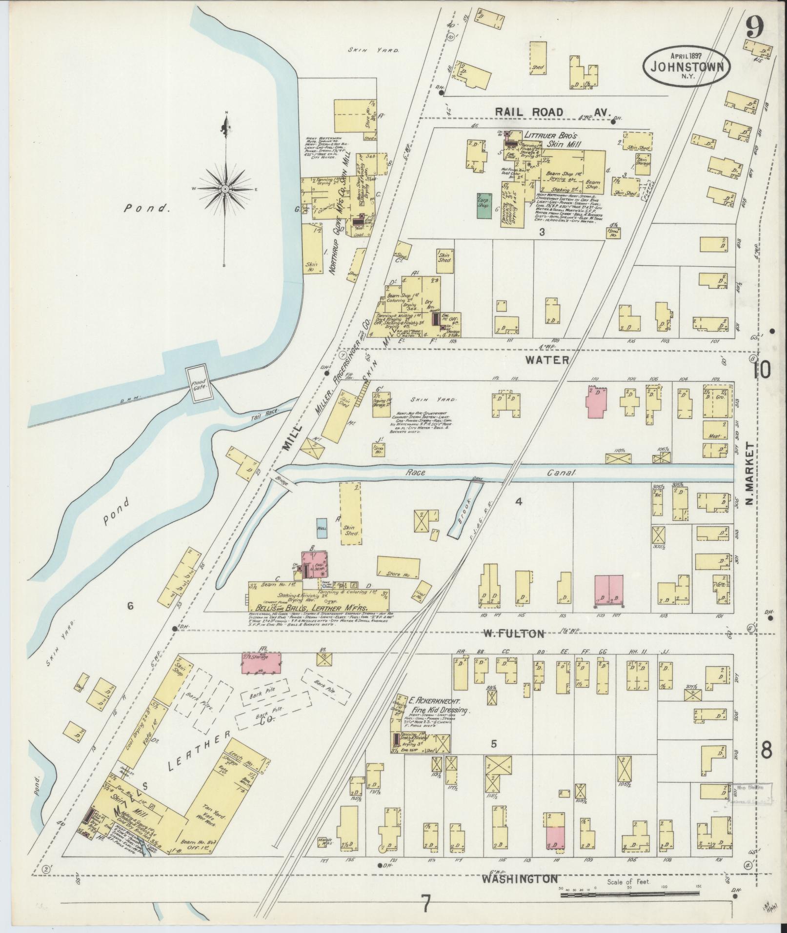 Sanborn Fire Insurance Map from Johnstown, Fulton County, New York (1897), Sheet #0009 - Complete Map Set gallery image, historic Sanborn map, vintage wall art, New York New York