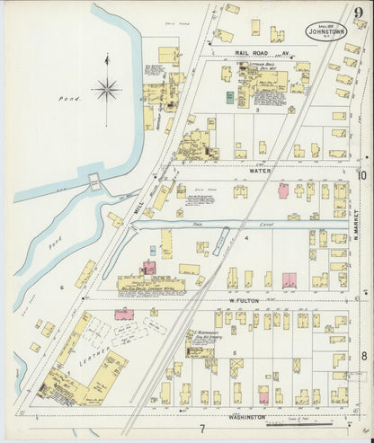 Sanborn Fire Insurance Map from Johnstown, Fulton County, New York (1897), Sheet #0009 - Complete Map Set gallery image, historic Sanborn map, vintage wall art, New York New York