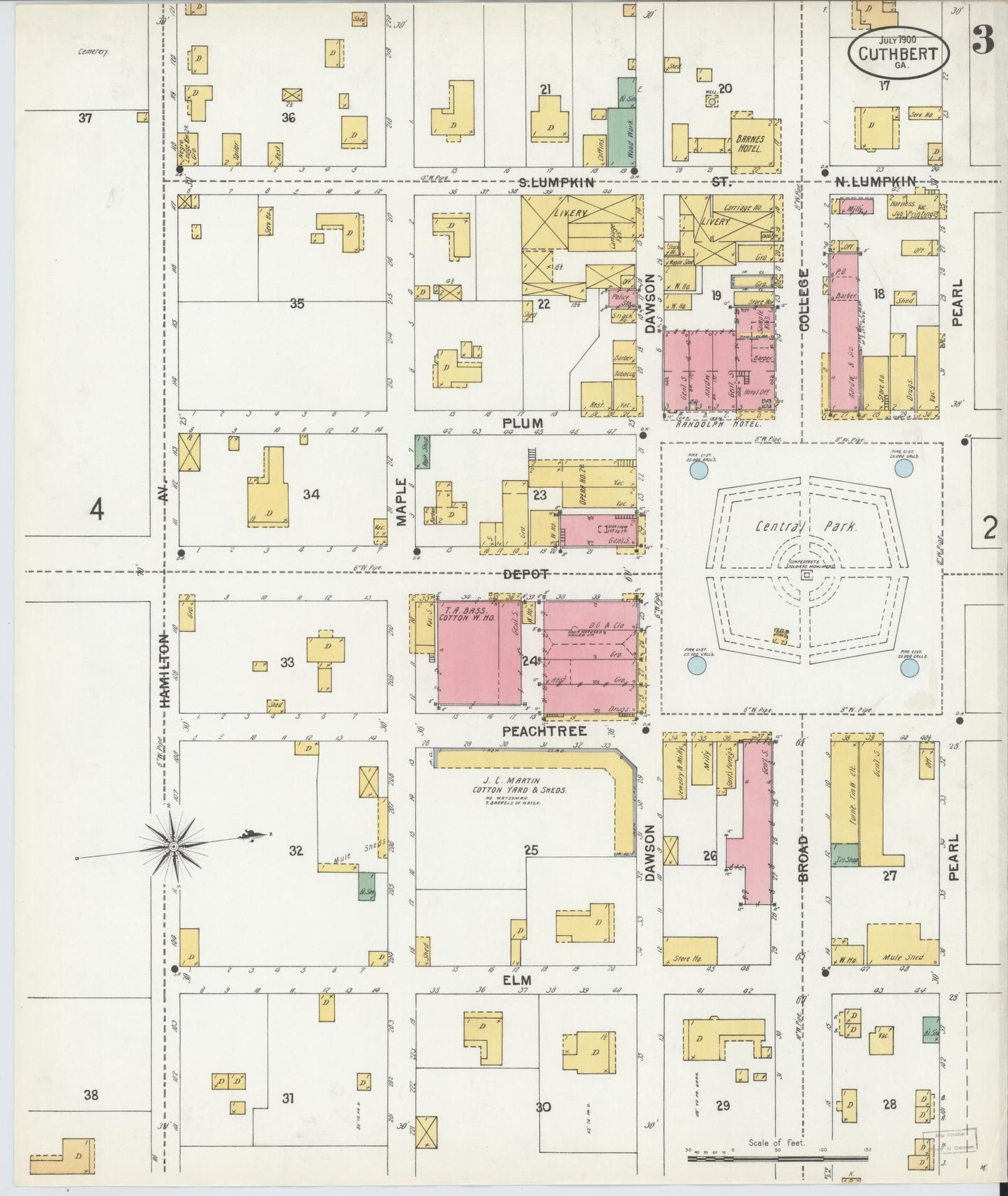 Sanborn Fire Insurance Map from Cuthbert, Randolph County, Georgia (1900), Sheet #0003 - Complete Map Set gallery image, historic Sanborn map, vintage wall art, Georgia Georgia