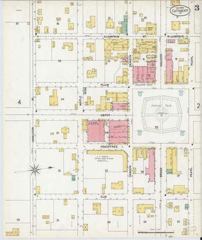 Sanborn Fire Insurance Map from Cuthbert, Randolph County, Georgia (1900), Sheet #0003 - Complete Map Set gallery image, historic Sanborn map, vintage wall art, Georgia Georgia
