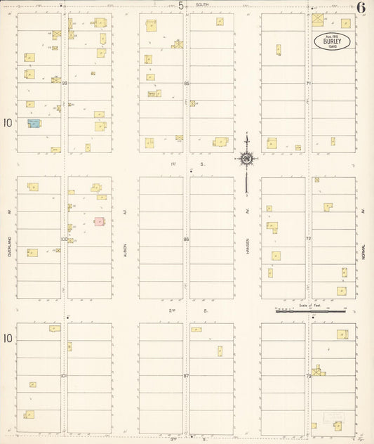 Sanborn Fire Insurance Map from Burley, Cassia County, Idaho (1915), Sheet #0006 - Historic Sanborn Fire Insurance Map Print, vintage old map wall art, antique decor, genealogy gift, Idaho Idaho map