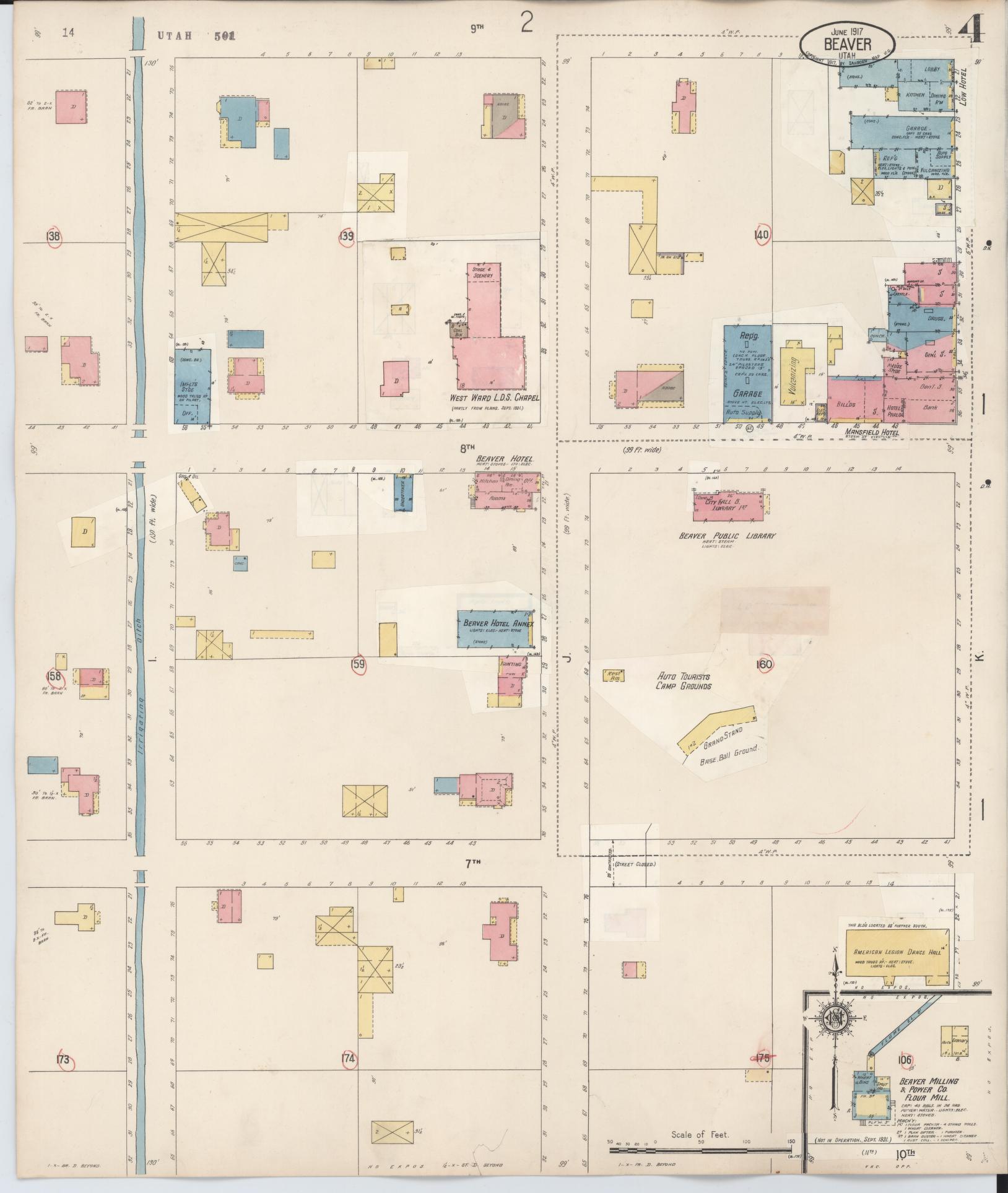 Sanborn Fire Insurance Map from Beaver, Beaver County, Utah (1931), Sheet #0004 - Complete Map Set gallery image, historic Sanborn map, vintage wall art, Utah Utah