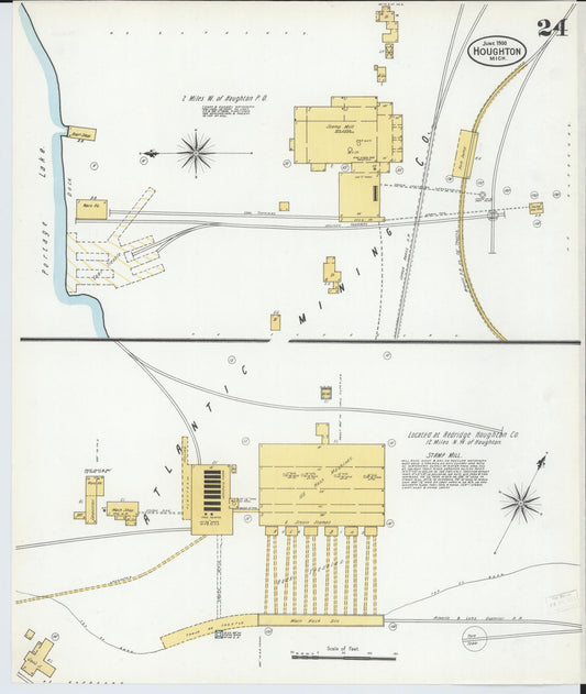 Sanborn Fire Insurance Map from Houghton, Houghton County, Michigan (1900), Sheet #0024 - Historic Sanborn Fire Insurance Map Print, vintage old map wall art, antique decor, genealogy gift, Michigan Michigan map
