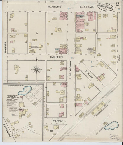 Sanborn Fire Insurance Map from Green Springs, Sandusky And Seneca Counties, Ohio (1885), Sheet #0002 - Historic Sanborn Fire Insurance Map Print, vintage old map wall art, antique decor, genealogy gift, Ohio Ohio map