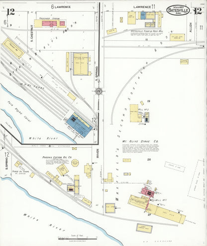 Sanborn Fire Insurance Map from Batesville, Independence County, Arkansas (1923), Sheet #0012 - Complete Map Set gallery image, historic Sanborn map, vintage wall art, Arkansas Arkansas