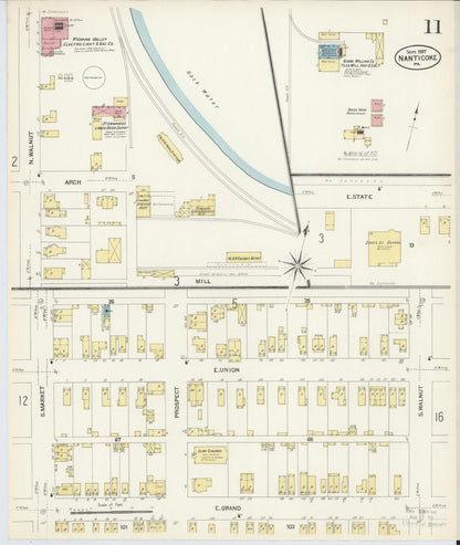 Sanborn Fire Insurance Map from Nanticoke, Luzerne County, Pennsylvania (1907), Sheet #0011 - Historic Sanborn Fire Insurance Map Print, vintage old map wall art, antique decor, genealogy gift, Pennsylvania Pennsylvania map